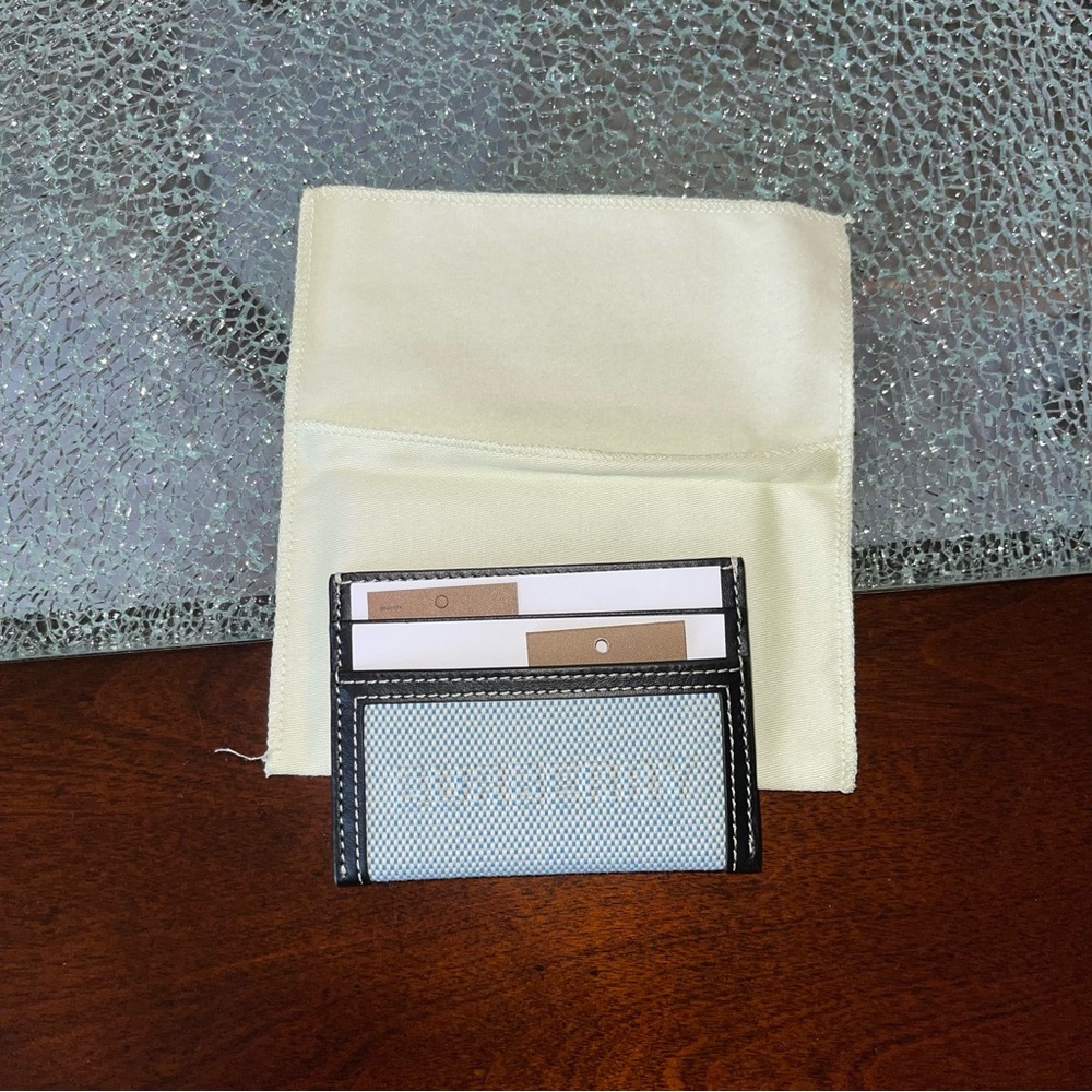 Burberry Black-Trim Blue and White Canvas Card Holder - Picture 6 of 6